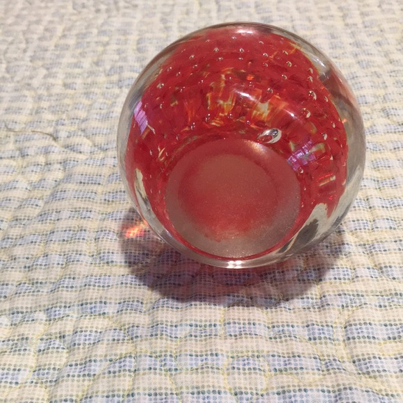 Murano Glass from Italy Apple Paperweight Gorgeous W/bubbles Hand Blown Flawless - Picture 5 of 8